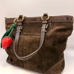 Vintage Coach Suede Hampton Brown Y2K Tote